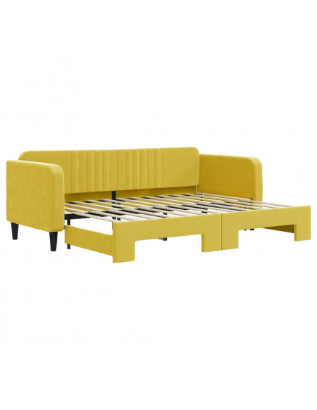 Divano Letto con Letto Estraibile Giallo 80x200 cm in Velluto
