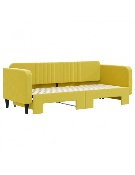 Divano Letto con Letto Estraibile Giallo 80x200 cm in Velluto