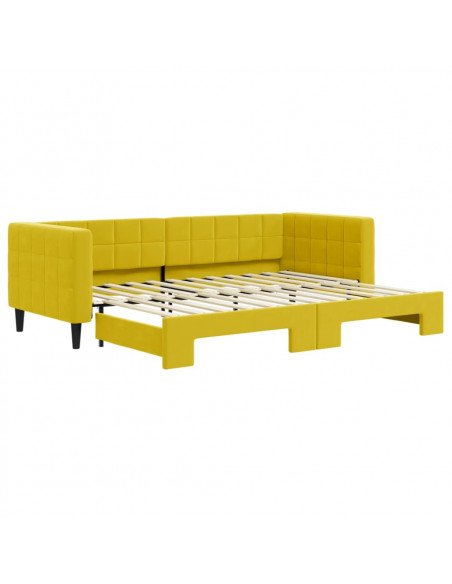 Divano Letto con Letto Estraibile Giallo 80x200 cm in Velluto