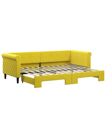 Divano Letto con Letto Estraibile Giallo 80x200 cm in Velluto
