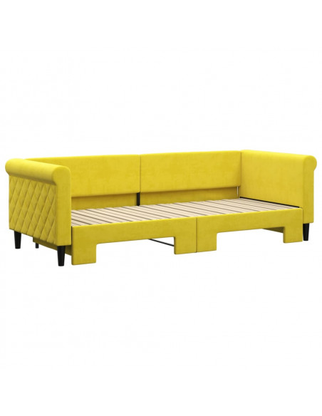 Divano Letto con Letto Estraibile Giallo 80x200 cm in Velluto