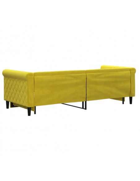 Divano Letto con Letto Estraibile Giallo 80x200 cm in Velluto