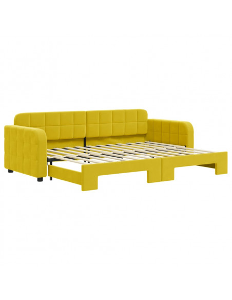 Divano Letto con Letto Estraibile Giallo 80x200 cm in Velluto