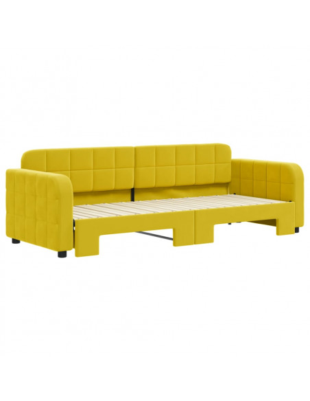 Divano Letto con Letto Estraibile Giallo 80x200 cm in Velluto