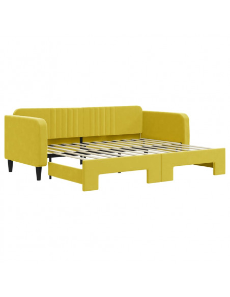 Divano Letto con Letto Estraibile Giallo 90x200 cm in Velluto
