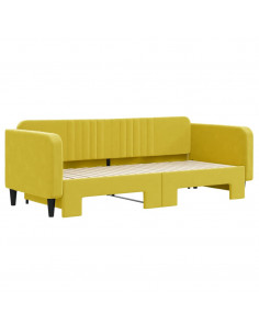 Divano Letto con Letto Estraibile Giallo 90x200 cm in Velluto 2
