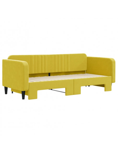 Divano Letto con Letto Estraibile Giallo 90x200 cm in Velluto