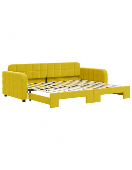 Divano Letto con Letto Estraibile Giallo 90x200 cm in Velluto