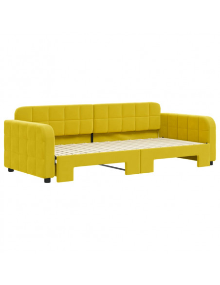 Divano Letto con Letto Estraibile Giallo 90x200 cm in Velluto