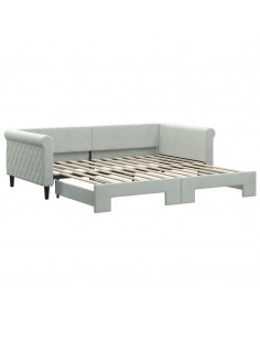 Divano Letto con Letto Estraibile Grigio Chiaro 100x200 Velluto