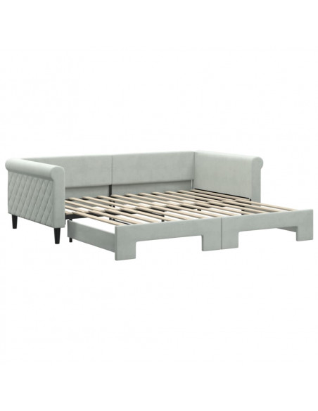 Divano Letto con Letto Estraibile Grigio Chiaro 100x200 Velluto