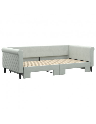 Divano Letto con Letto Estraibile Grigio Chiaro 100x200 Velluto