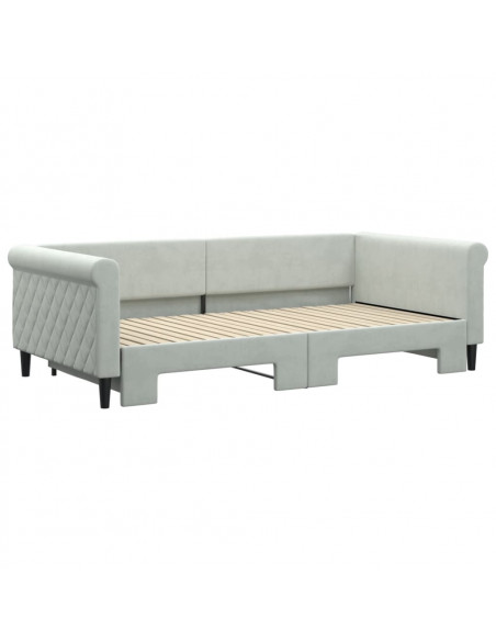 Divano Letto con Letto Estraibile Grigio Chiaro 100x200 Velluto