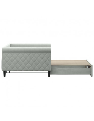 Divano Letto con Letto Estraibile Grigio Chiaro 100x200 Velluto