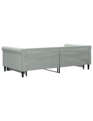 Divano Letto con Letto Estraibile Grigio Chiaro 100x200 Velluto