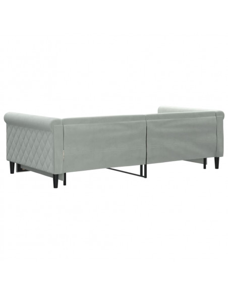 Divano Letto con Letto Estraibile Grigio Chiaro 100x200 Velluto