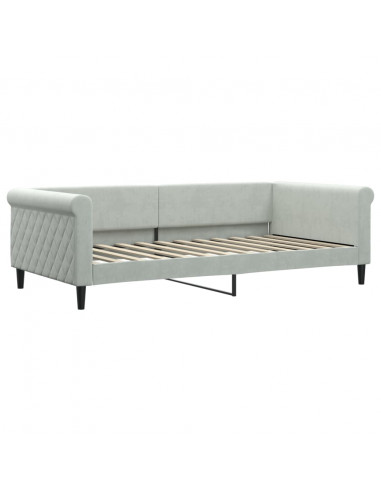 Divano Letto con Letto Estraibile Grigio Chiaro 100x200 Velluto