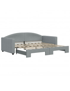 Divano Letto con Letto Estraibile Grigio Chiaro 90x190 Tessuto