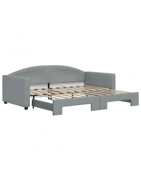 Divano Letto con Letto Estraibile Grigio Chiaro 90x190 Tessuto