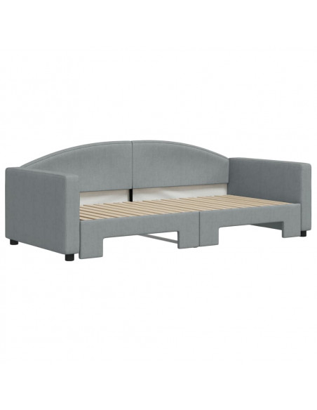 Divano Letto con Letto Estraibile Grigio Chiaro 90x190 Tessuto