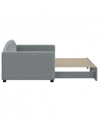 Divano Letto con Letto Estraibile Grigio Chiaro 90x190 Tessuto