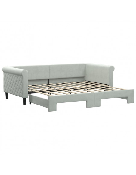 Divano Letto con Letto Estraibile Grigio Chiaro 90x190 Velluto