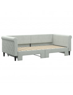 Divano Letto con Letto Estraibile Grigio Chiaro 90x190 Velluto 2