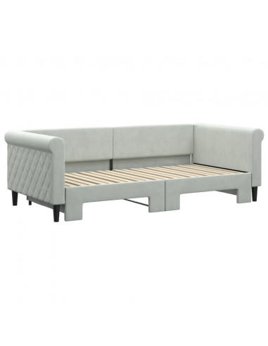 Divano Letto con Letto Estraibile Grigio Chiaro 90x190 Velluto