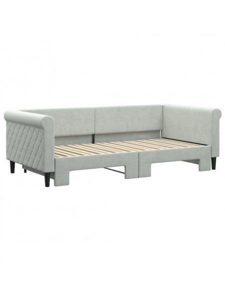 Divano Letto con Letto Estraibile Grigio Chiaro 90x190 Velluto