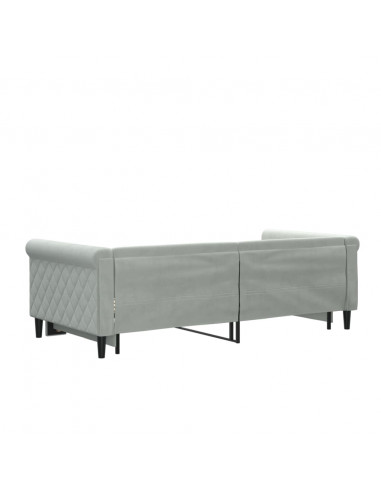 Divano Letto con Letto Estraibile Grigio Chiaro 90x190 Velluto