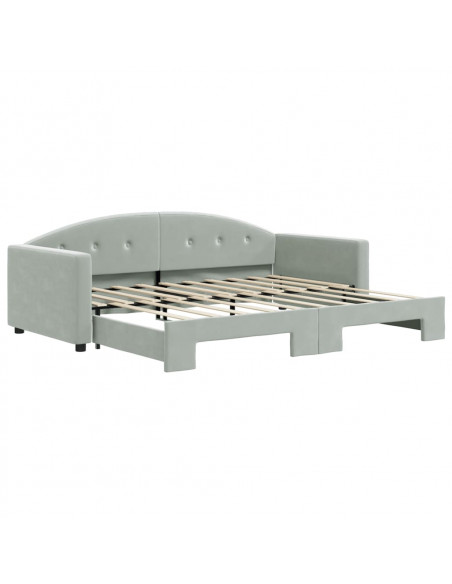 Divano Letto con Letto Estraibile Grigio Chiaro 90x190 Velluto
