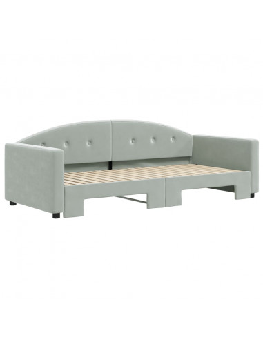 Divano Letto con Letto Estraibile Grigio Chiaro 90x190 Velluto