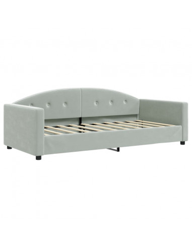 Divano Letto con Letto Estraibile Grigio Chiaro 90x190 Velluto