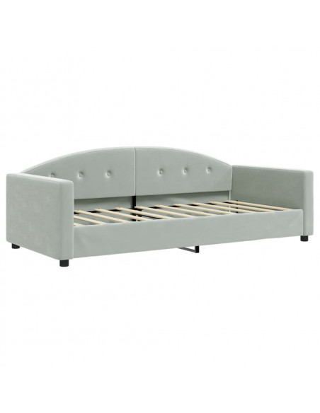 Divano Letto con Letto Estraibile Grigio Chiaro 90x190 Velluto