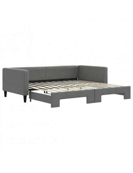 Divano Letto con Letto Estraibile Grigio Scuro 100x200 Tessuto