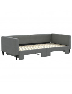 Divano Letto con Letto Estraibile Grigio Scuro 100x200 Tessuto 2