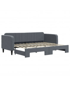 Divano Letto con Letto Estraibile Grigio Scuro 80x200cm Velluto