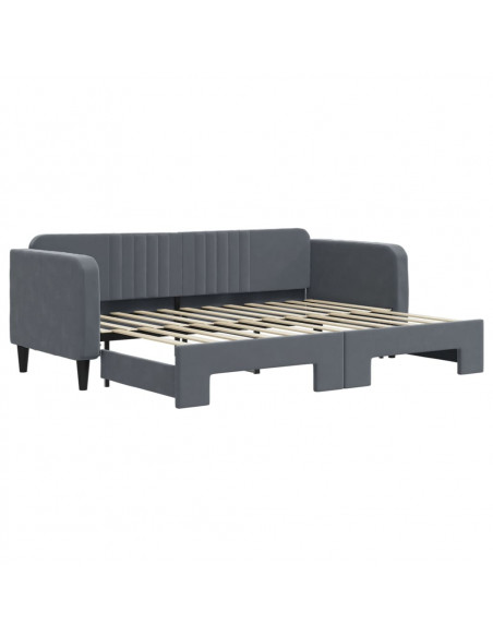 Divano Letto con Letto Estraibile Grigio Scuro 80x200cm Velluto