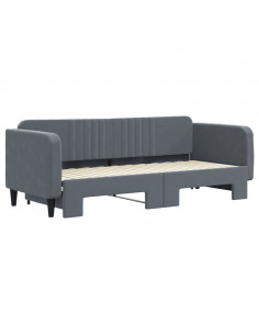Divano Letto con Letto Estraibile Grigio Scuro 80x200cm Velluto 2