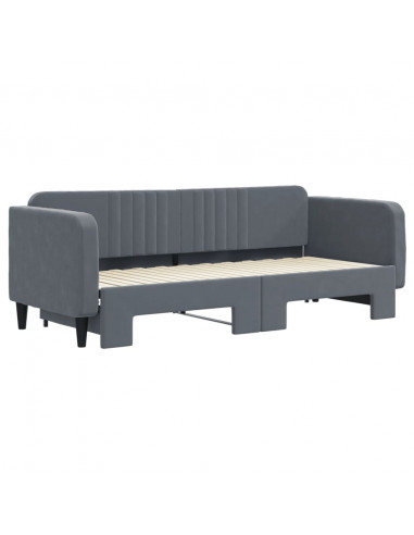 Divano Letto con Letto Estraibile Grigio Scuro 80x200cm Velluto