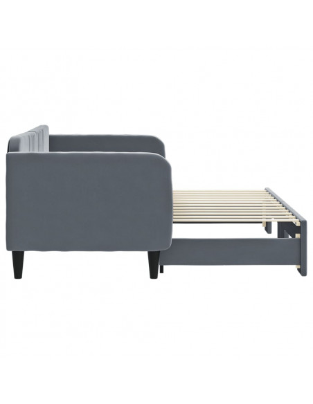 Divano Letto con Letto Estraibile Grigio Scuro 80x200cm Velluto