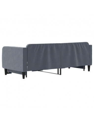 Divano Letto con Letto Estraibile Grigio Scuro 80x200cm Velluto