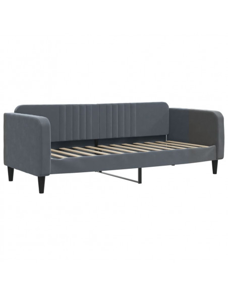 Divano Letto con Letto Estraibile Grigio Scuro 80x200cm Velluto