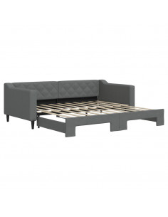 Divano Letto con Letto Estraibile Grigio Scuro 90x190cm Tessuto