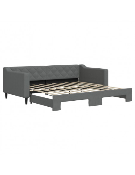 Divano Letto con Letto Estraibile Grigio Scuro 90x190cm Tessuto