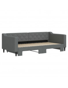 Divano Letto con Letto Estraibile Grigio Scuro 90x190cm Tessuto 2