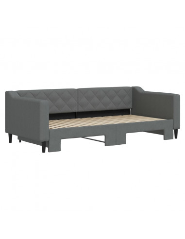 Divano Letto con Letto Estraibile Grigio Scuro 90x190cm Tessuto