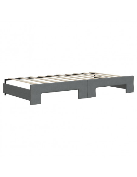Divano Letto con Letto Estraibile Grigio Scuro 90x190cm Tessuto