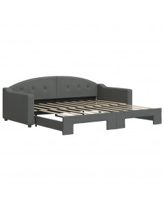 Divano Letto con Letto Estraibile Grigio Scuro 90x190cm Tessuto