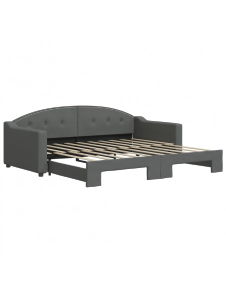 Divano Letto con Letto Estraibile Grigio Scuro 90x190cm Tessuto